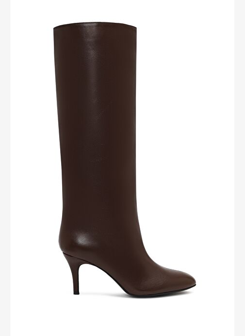 Kadın Kahverengi İnce Topuklu Deri Çizme 25WFD141618 - Görsel 2