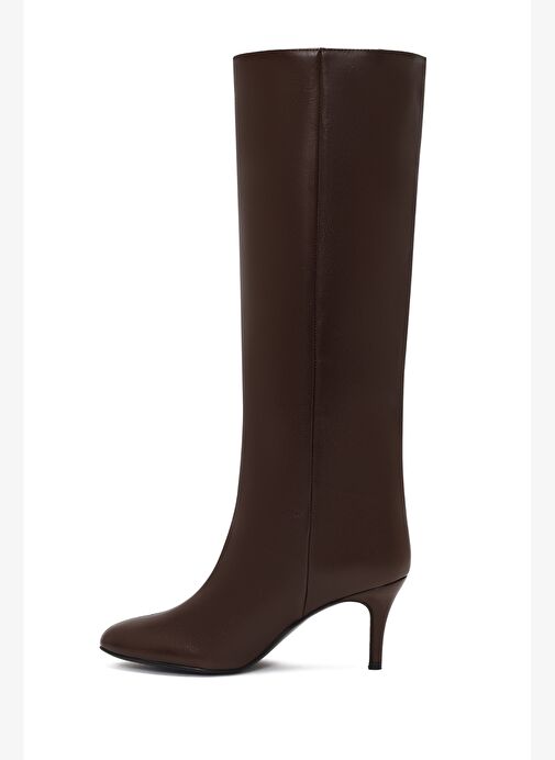 Kadın Kahverengi İnce Topuklu Deri Çizme 25WFD141618 - Görsel 5