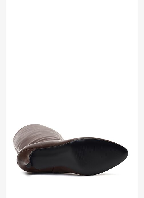 Kadın Kahverengi İnce Topuklu Deri Çizme 25WFD141618 - Görsel 7