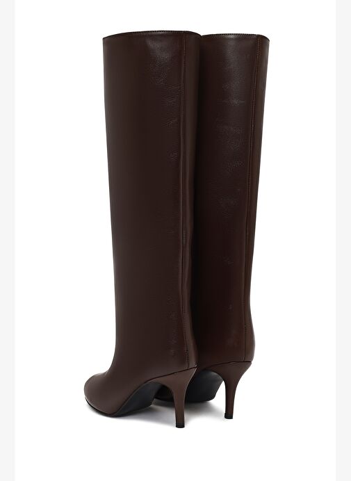 Kadın Kahverengi İnce Topuklu Deri Çizme 25WFD141618 - Görsel 8