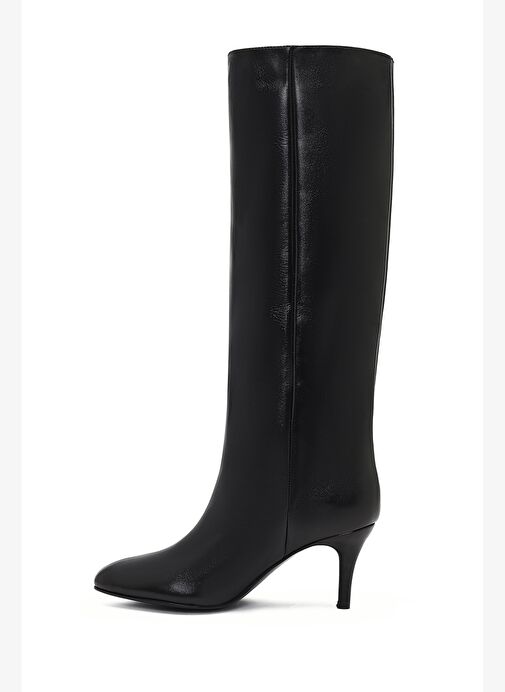 Kadın Siyah İnce Topuklu Deri Çizme 25WFD141618 - Görsel 5