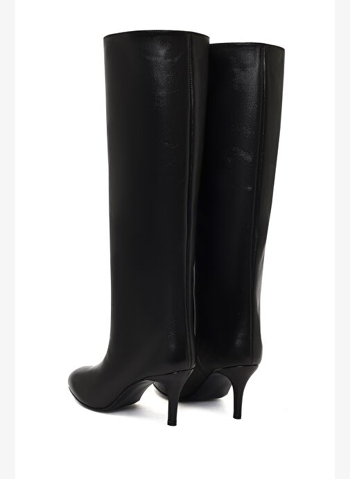 Kadın Siyah İnce Topuklu Deri Çizme 25WFD141618 - Görsel 8