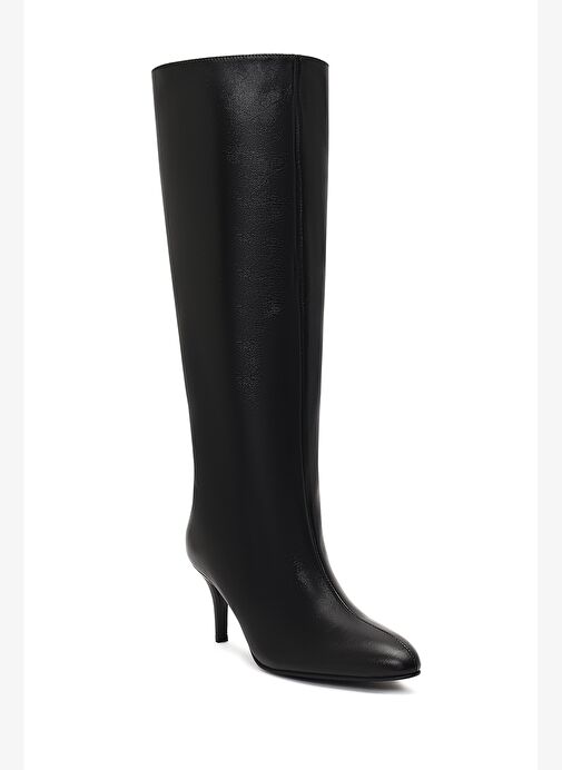 Kadın Siyah İnce Topuklu Deri Çizme 25WFD141618 - Görsel 9