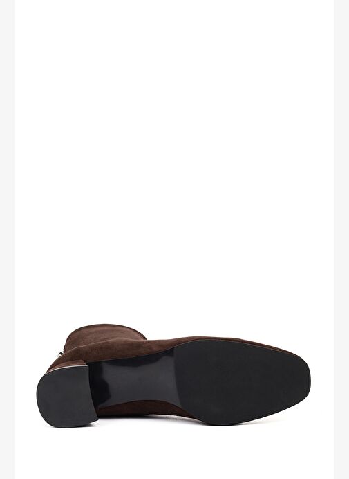 Derimod Derimod Kadın Kahverengi Fermuarlı Kısa Kalın Topuklu Süet Deri Bot 25WFD142210 Boyner'de! Kahverengi - 7. görsel