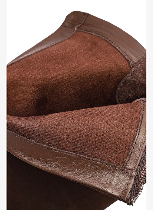 Derimod Derimod Kadın Kahverengi Fermuarlı Kısa Kalın Topuklu Süet Deri Bot 25WFD142210 Boyner'de! Kahverengi - 9. görsel