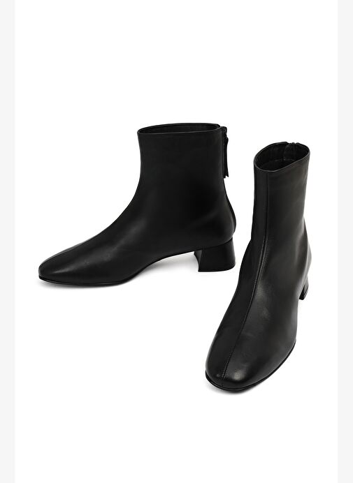 Derimod Derimod Kadın Siyah Fermuarlı Kısa Kalın Topuklu Deri Bot 25WFD142218 Boyner'de! Siyah - 5. görsel