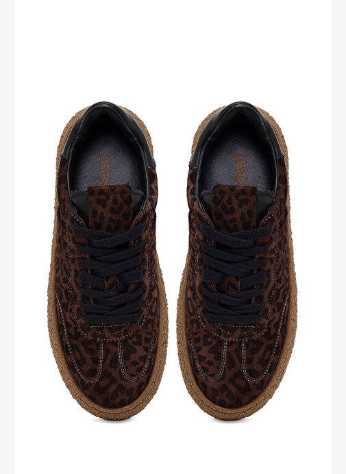 Derimod Derimod Kahverengi Kadın Leopar Süet Deri Sneaker 25WFD142314 Boyner'de! Kahverengi - 5. görsel