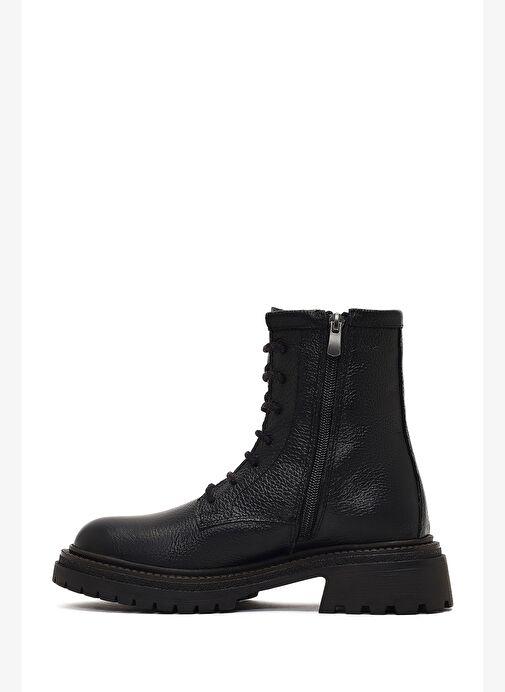 Kadın Siyah Fermuarlı Deri Postal Bot 25WFD1510FT - Görsel 3