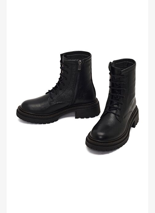 Kadın Siyah Fermuarlı Deri Postal Bot 25WFD1510FT - Görsel 4