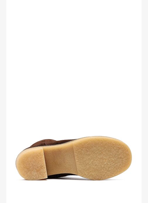 Kadın Kahverengi Fermuarlı Kalın Topuklu Süet Deri Bot 25WFD151310 - Görsel 7