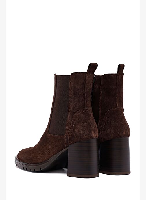 Kadın Kahverengi Kalın Topuklu Süet Deri Bot 25WFD151810 - Görsel 8