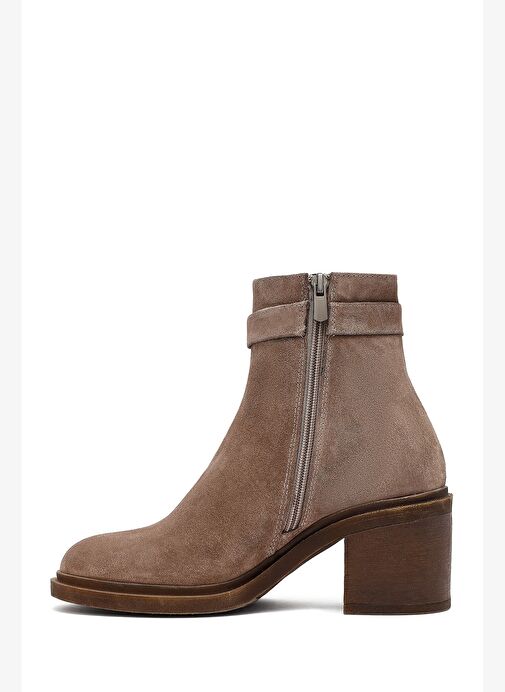 Kadın Vizon Fermuarlı Kalın Topuklu Süet Deri Bot 25WFD153310 - Görsel 5