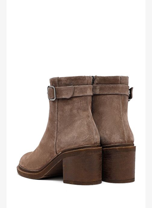 Kadın Vizon Fermuarlı Kalın Topuklu Süet Deri Bot 25WFD153310 - Görsel 7