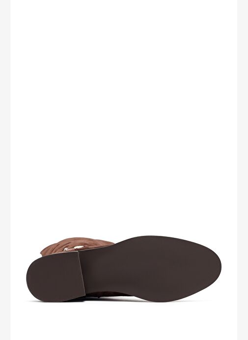 Kadın Kahverengi Fermuarlı Kısa Topuklu Süet Deri Çizme 25WFD153510 - Görsel 7