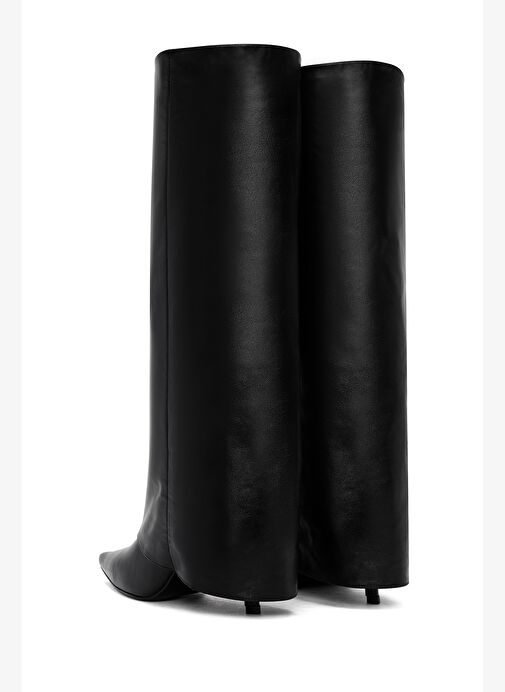 Kadın Siyah İnce Yüksek Topuklu Deri Çizme 25WFD161318 - Görsel 8