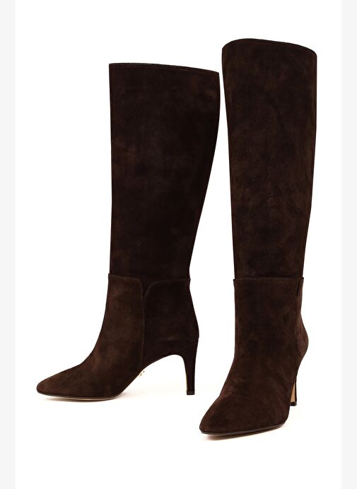 Kadın Kahverengi İnce Topuklu Süet Deri Çizme 25WFD161410 - Görsel 4