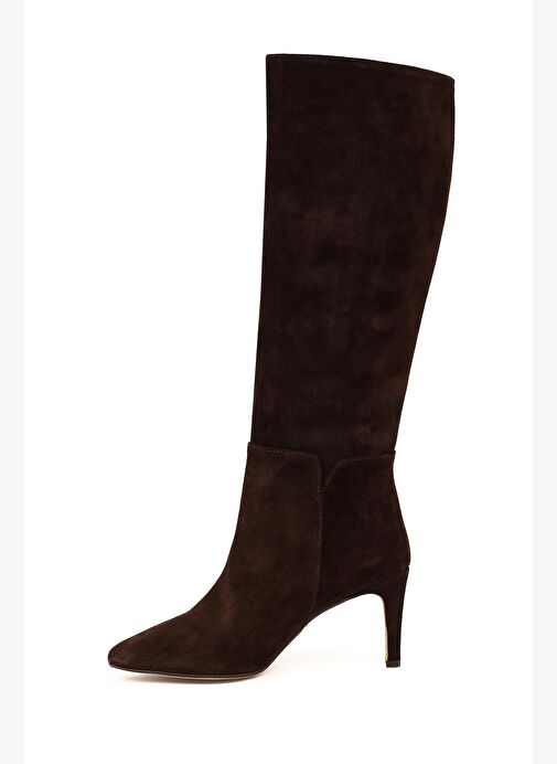 Kadın Kahverengi İnce Topuklu Süet Deri Çizme 25WFD161410 - Görsel 5