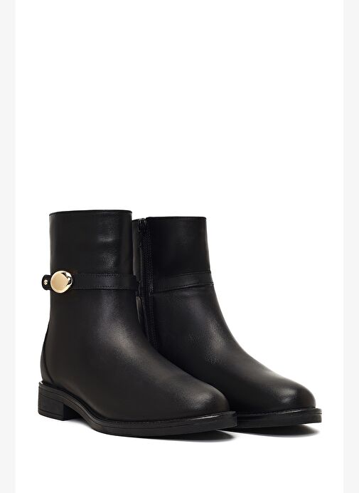 Kadın Siyah Fermuarlı Deri Bot 25WFD162718 - Görsel 5