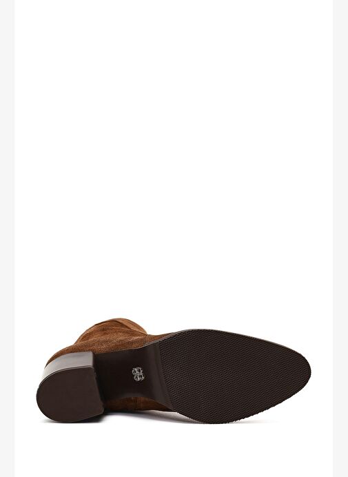 Kadın Taba Fermuarlı Kalın Topuklu Süet Deri Bot 25WFD162910 - Görsel 7