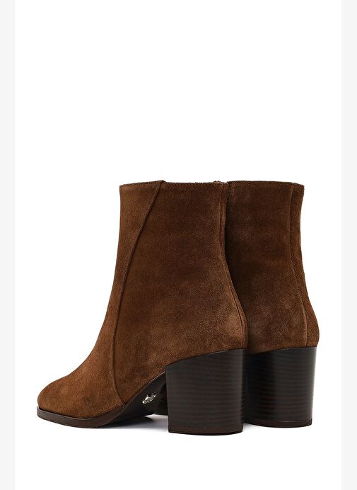 Kadın Taba Fermuarlı Kalın Topuklu Süet Deri Bot 25WFD162910 - Görsel 8