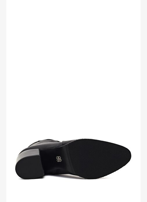 Kadın Siyah Fermuarlı Kalın Topuklu Deri Bot 25WFD162918 - Görsel 7