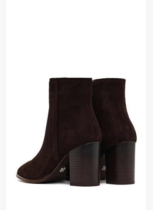 Kadın Kahverengi Fermuarlı Kalın Topuklu Süet Deri Bot 25WFD163010 - Görsel 8