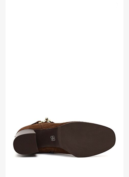 Kadın Taba Fermuarlı Kalın Topuklu Süet Deri Bot 25WFD163110 - Görsel 7