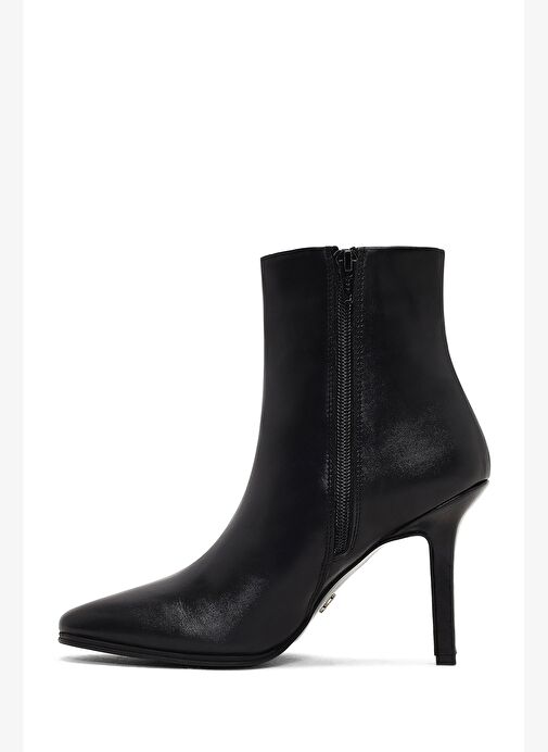 Kadın Siyah Fermuarlı Yüksek İnce Topuklu Deri Bot 25WFD163318 - Görsel 5