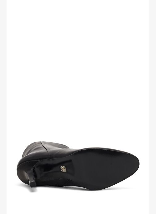 Kadın Siyah Fermuarlı Yüksek İnce Topuklu Deri Bot 25WFD163318 - Görsel 7