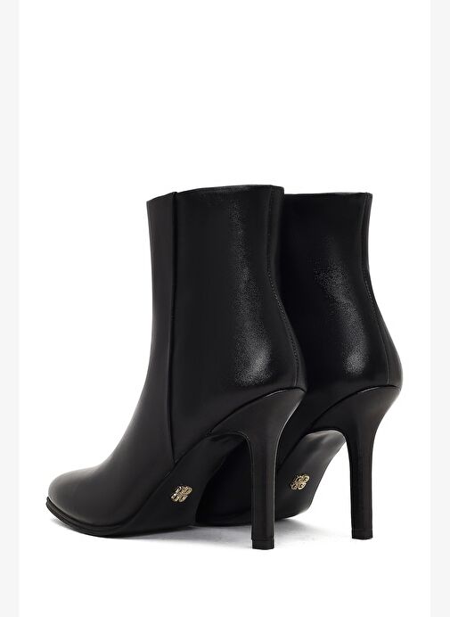 Kadın Siyah Fermuarlı Yüksek İnce Topuklu Deri Bot 25WFD163318 - Görsel 8