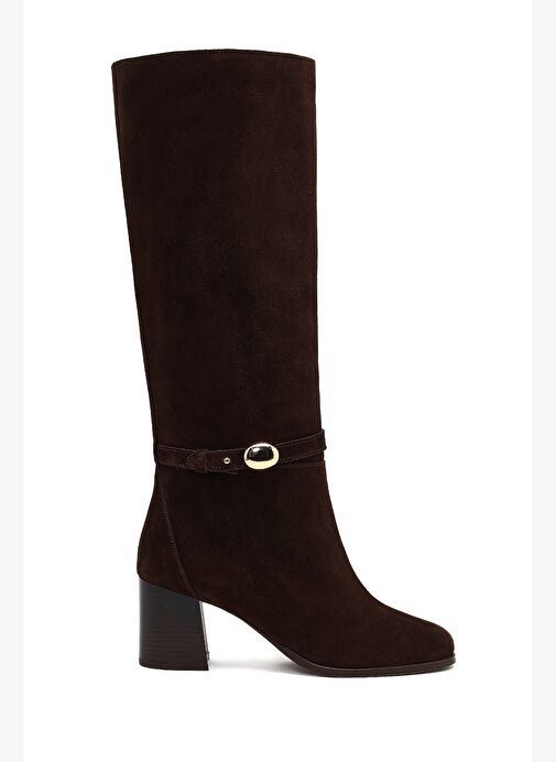 Kadın Kahverengi Tokalı Süet Deri Çizme 25WFD163510 - Görsel 2