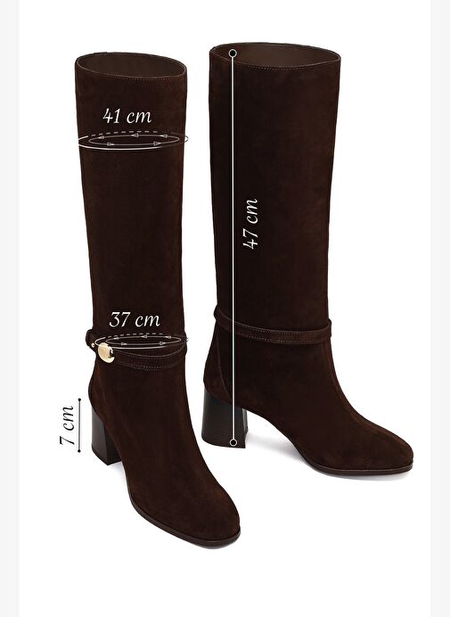 Kadın Kahverengi Tokalı Süet Deri Çizme 25WFD163510 - Görsel 3