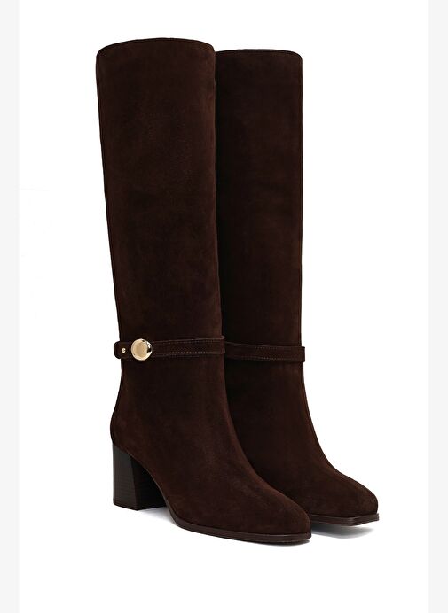 Kadın Kahverengi Tokalı Süet Deri Çizme 25WFD163510 - Görsel 6