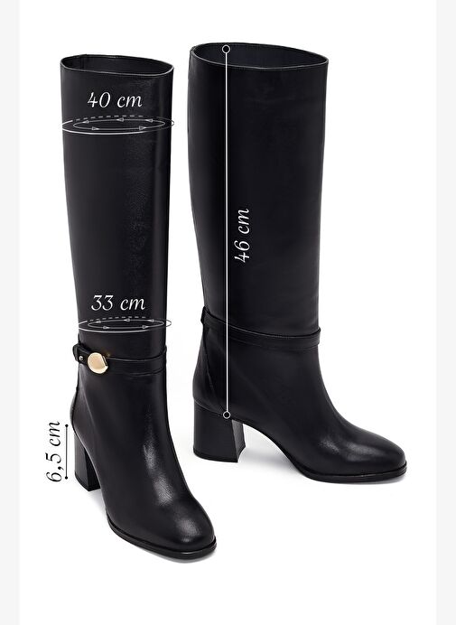 Derimod Derimod Kadın Siyah Kalın Topuklu Deri Çizme 25WFD163518 Boyner'de! Siyah - 5. görsel