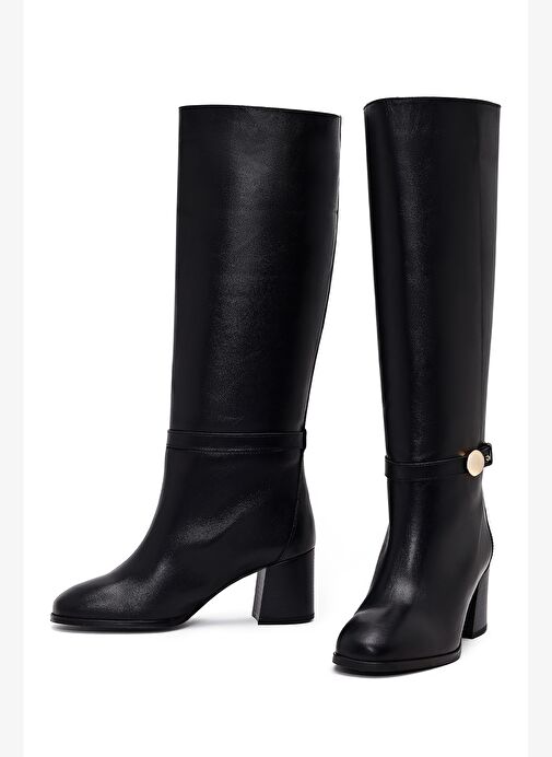 Derimod Derimod Kadın Siyah Kalın Topuklu Deri Çizme 25WFD163518 Boyner'de! Siyah - 6. görsel