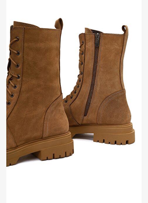 Kadın Camel Fermuarlı Kalın Tabanlı Nubuk Deri Postal Bot 25WFD1806V3 - Görsel 9