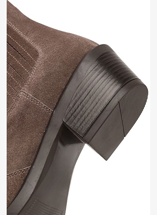 Kadın Vizon Kalın Kısa Topuklu Süet Deri Chelsea Kovboy Bot 25WFD182710 - Görsel 9