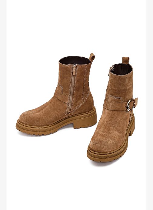 Derimod Derimod Kadın Taba Fermuarlı Kalın Tabanlı Süet Deri Bot 25WFD183210 Boyner'de! Taba - 5. görsel