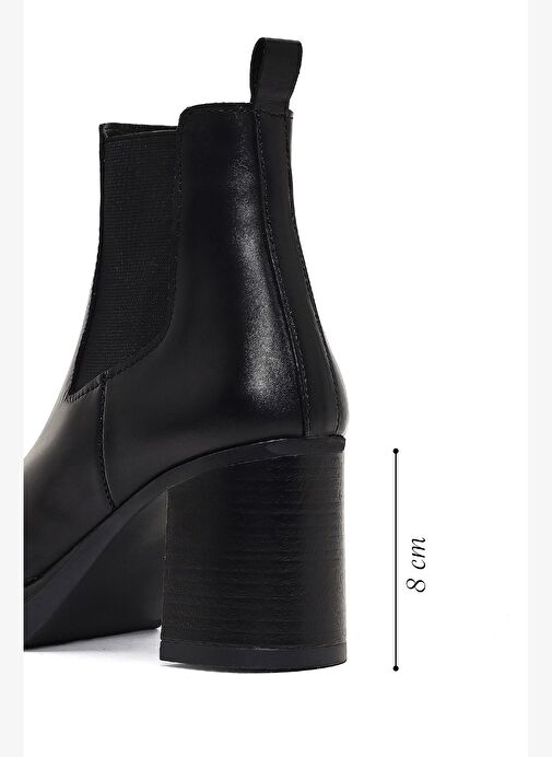 Kadın Siyah Kalın Topuklu Deri Chelsea Bot 25WFD184518 - Görsel 3