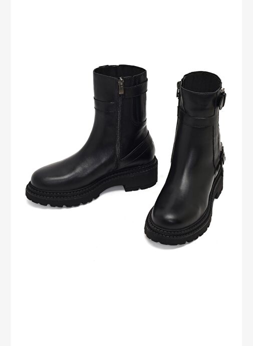 Derimod Derimod Kadın Siyah Fermuarlı Kalın Tabanlı Deri Bot 25WFD185318 Boyner'de! Siyah - 4. görsel