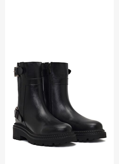 Derimod Derimod Kadın Siyah Fermuarlı Kalın Tabanlı Deri Bot 25WFD185318 Boyner'de! Siyah - 5. görsel