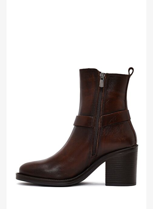 Derimod Derimod Kadın Kahverengi Tokalı Kalın Topuklu Deri Bot 25WFD185818 Boyner'de! Kahverengi - 4. görsel