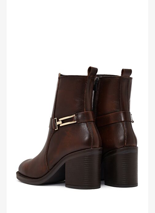 Derimod Derimod Kadın Kahverengi Tokalı Kalın Topuklu Deri Bot 25WFD185818 Boyner'de! Kahverengi - 8. görsel