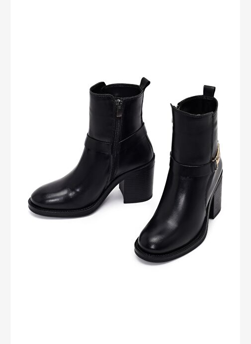 Derimod Derimod Kadın Siyah Tokalı Kalın Topuklu Deri Bot 25WFD185818 Boyner'de! Siyah - 6. görsel