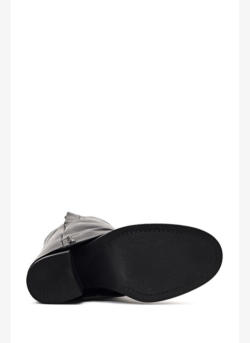 Kadın Siyah Kalın Topuklu Deri Çizme 25WFD185918 - Görsel 7