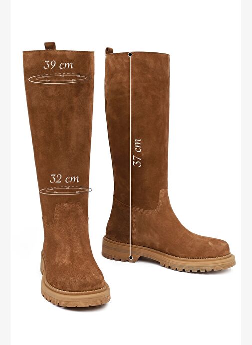 Derimod Derimod Kadın Taba Kalın Tabanlı Süet Deri Çizme 25WFD187210 Boyner'de! Taba - 5. görsel