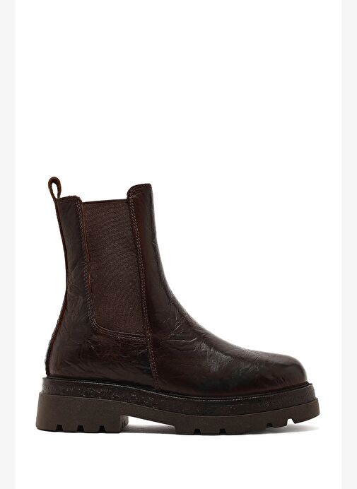 Kadın Kahverengi Kalın Tabanlı Deri Chelsea Bot 25WFD187318 - Görsel 2