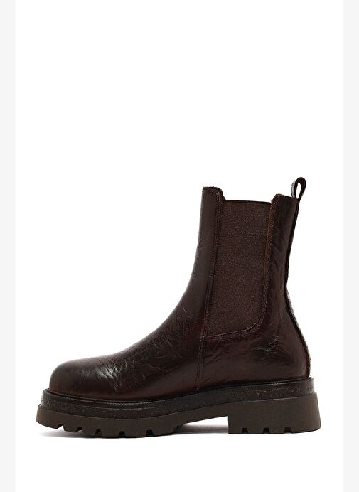 Kadın Kahverengi Kalın Tabanlı Deri Chelsea Bot 25WFD187318 - Görsel 3