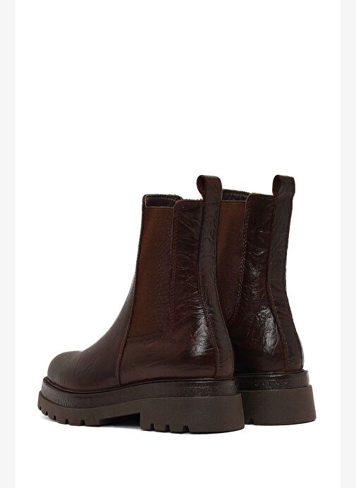 Kadın Kahverengi Kalın Tabanlı Deri Chelsea Bot 25WFD187318 - Görsel 7