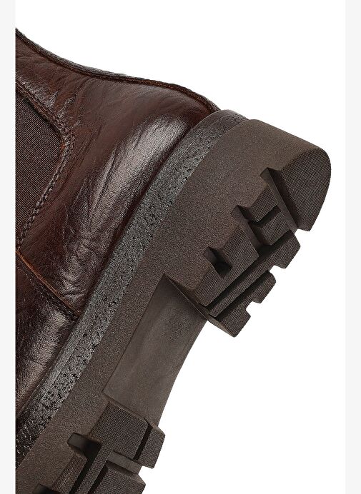 Kadın Kahverengi Kalın Tabanlı Deri Chelsea Bot 25WFD187318 - Görsel 9